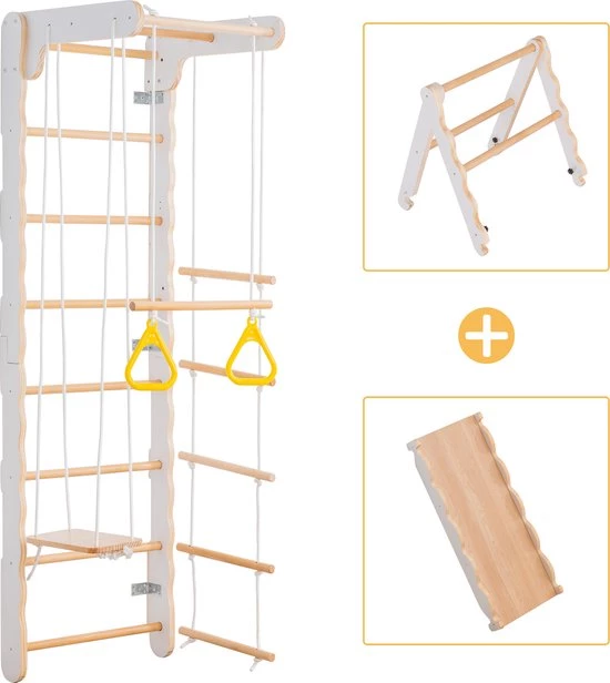YJZQ Peuterspeelset Binnenspeeltuin Jungle Gym Set- Hout 6-in-1 Multifunctionele Klimrekken/muurbeugels/Ladderklimmer/ Glijbaan/schommel/optrekgedeelte/ Ringen-Rotsklimmen Voor Kinderen Draagvermogen 50kg 8 YJZQ Peuterspeelset Binnenspeeltuin Jungle Gym Set- Hout 6-in-1 Multifunctionele Klimrekken/muurbeugels/Ladderklimmer/ Glijbaan/schommel/optrekgedeelte/ Ringen-Rotsklimmen Voor Kinderen Draagvermogen 50kg - Afbeelding 8
