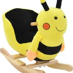 VidaXL Hobbeldier Hommel Met Rugleuning 60x32x57 Cm Pluche Geel
