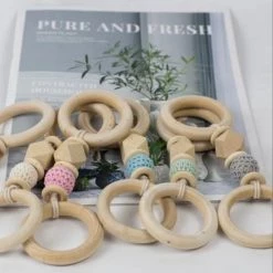 Merkloos BIJTSPEELGOED- RINGKETTING 100% Organische Houten Baby Grijp-bijtspeelgoed 3 M + WIT -babygyms Winkel 550x657 1