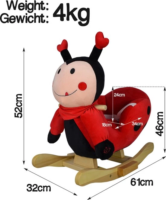 Infantastic GoodVibes - Hobbelpaard Voor Baby En Kind - Schommel Lieveheersbeest - Stevige Constructie - Knuffelzacht Met Geluidseffecten - Rood/Zwart Lieveheersbeestje 8 Infantastic GoodVibes - Hobbelpaard Voor Baby En Kind - Schommel Lieveheersbeest - Stevige Constructie - Knuffelzacht Met Geluidseffecten - Rood/Zwart Lieveheersbeestje - Afbeelding 8