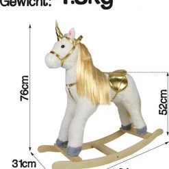 Infantastic GoodVibes - Hobbelpaard Voor Kinderen - Schommelpaard Unicorn - Stevige Constructie - Knuffelzacht Met Geluidseffecten - Gouden Eenhoorn -babygyms Winkel 550x668 5