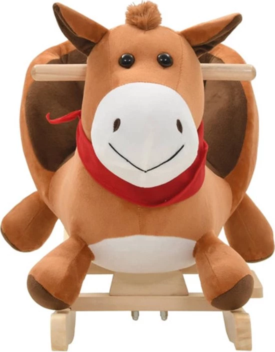 VidaXL Hobbeldier Paard Met Rugleuning 60x32x50 Cm Pluche Bruin 4 VidaXL Hobbeldier Paard Met Rugleuning 60x32x50 Cm Pluche Bruin - Afbeelding 4