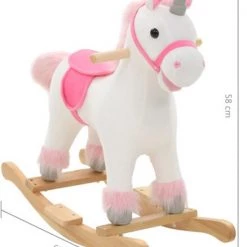 VidaXL Hobbeldier Eenhoorn 65x32x58 Cm Pluche Wit En Roze -babygyms Winkel 550x711