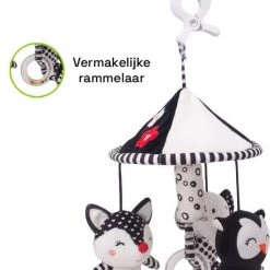 AdomniaGoods - Baby Mobiel - Baby Spiraal - Baby Speelgoed - Box Speelgoed - Babygym - Maxi Cosi Speeltje - Zwart/wit -babygyms Winkel 550x717